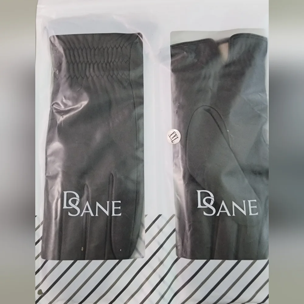 DSANE Women's leather/wool gloves in Dark grey Size XXL